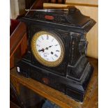 Victorian slate mantle clock with enamel dial (A/F)