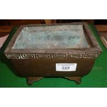 Chinese bronze censer, rectangular on four feet