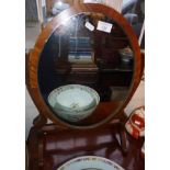 Walnut framed oval dressing table mirror