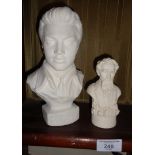 Plaster bust of Elvis and a resin bust of Dickens