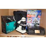 A Bresser Biolux AL microscope boxed, a Vivitar Limited Edition digital camera and a Logitech