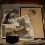 Quantity of old photographs, caricatures etc