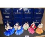 Nine Royal Doulton Peggy Davies china figurines with 8 boxes
