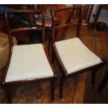 Pair of Regency mahogany sabre leg dining chairs with rope-twist top rail