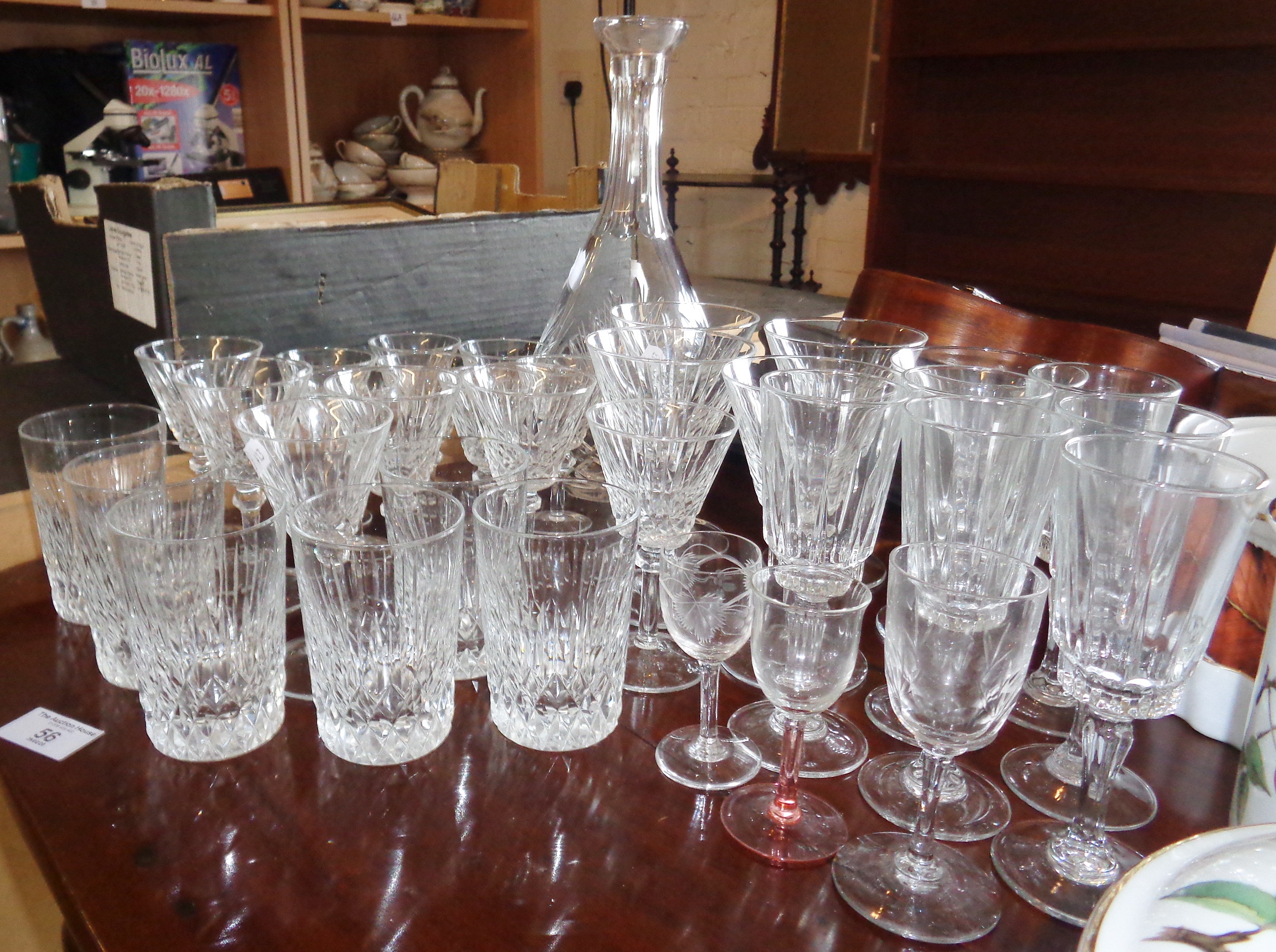 Quantity of cut glass drinking glasses