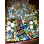 Large quantity of old glass and ceramic marbles