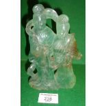 Chinese carved crystal figural group, approx 6.25" high