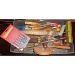 Box of assorted old woodworking and other tools, inc. unusual graduated and calibrated dibber