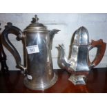 Silver plated Victorian coffee pot and a lidded hot water jug