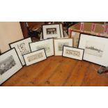 Framed etching of Pier Head, Liverpool by Ray Allen, etching of St. Pauls from The Thames and 8