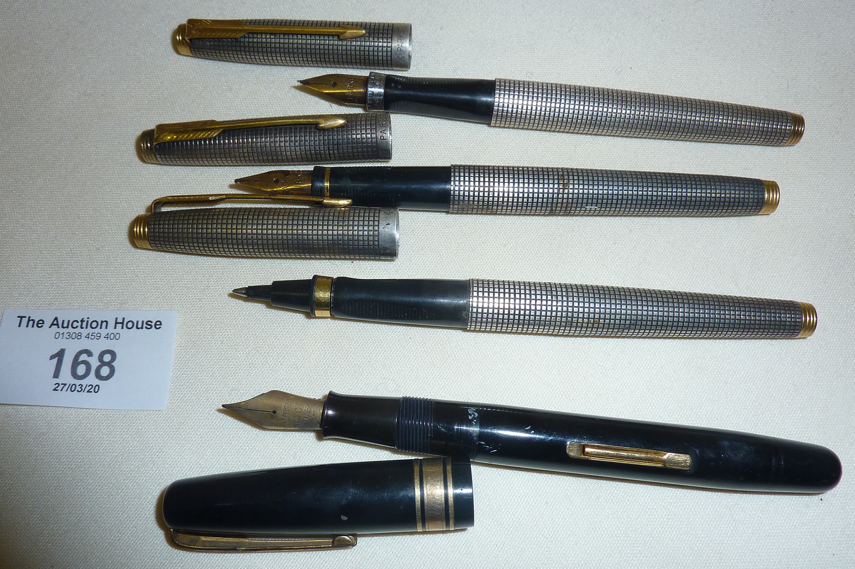 Parker 75 Sterling silver Flattop Cisele two fountain pens - one with 14k and one with 18k gold nibs - Image 2 of 4