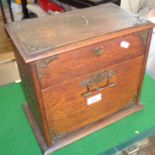 Edwardian brassbound oak stationery box