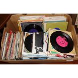 Large box of assorted vinyl single records