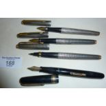 Parker 75 Sterling silver Flattop Cisele two fountain pens - one with 14k and one with 18k gold nibs