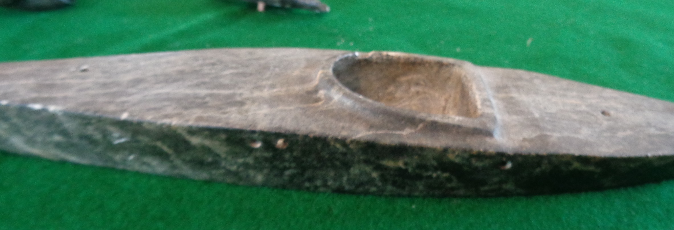 Inuit carved granite model of a kayak with seal hunter and seal, signed - Image 5 of 5