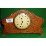 Edwardian inlaid oak mantle clock