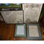 Group of four framed maps, inc. an early 19th c. map of Northamptonshire by Gerardi Valk &