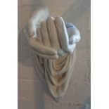 Religious style wall hanging - elegant draped hands candle sconce