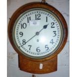 Victorian oak cased drop dial single fusee wall clock