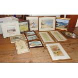 Assorted prints and water colours and assorted cutlery