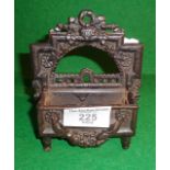 Victorian miniature cast iron fire grate, stock sample with patent no.