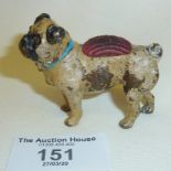 Cold painted bronze pug dog pincushion