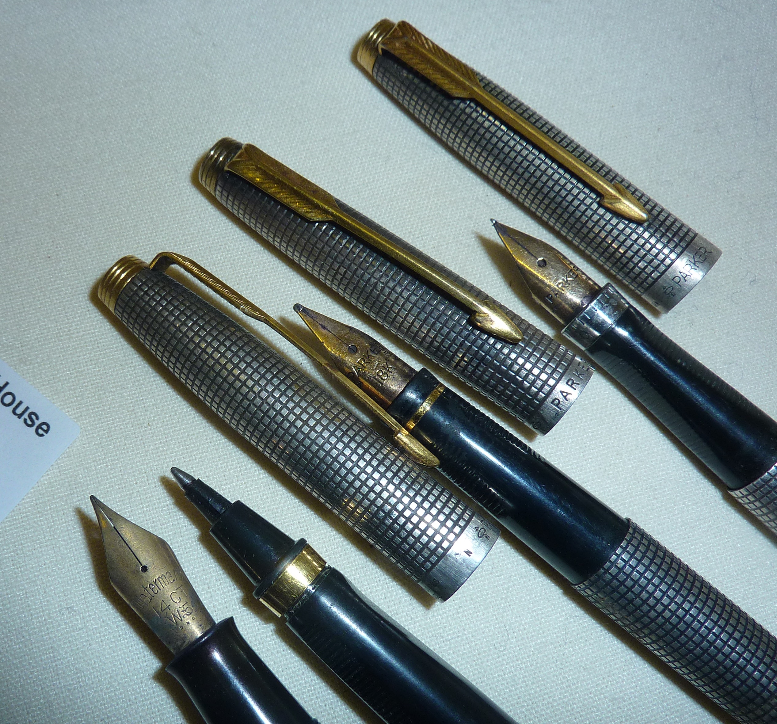 Parker 75 Sterling silver Flattop Cisele two fountain pens - one with 14k and one with 18k gold nibs - Image 4 of 4