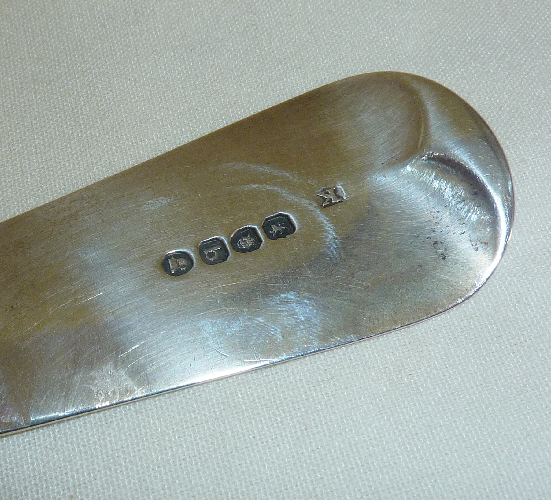 Georgian heavy silver soup ladle hallmarked for London 1817 by John Kerschner - just over 12" long - Image 2 of 2