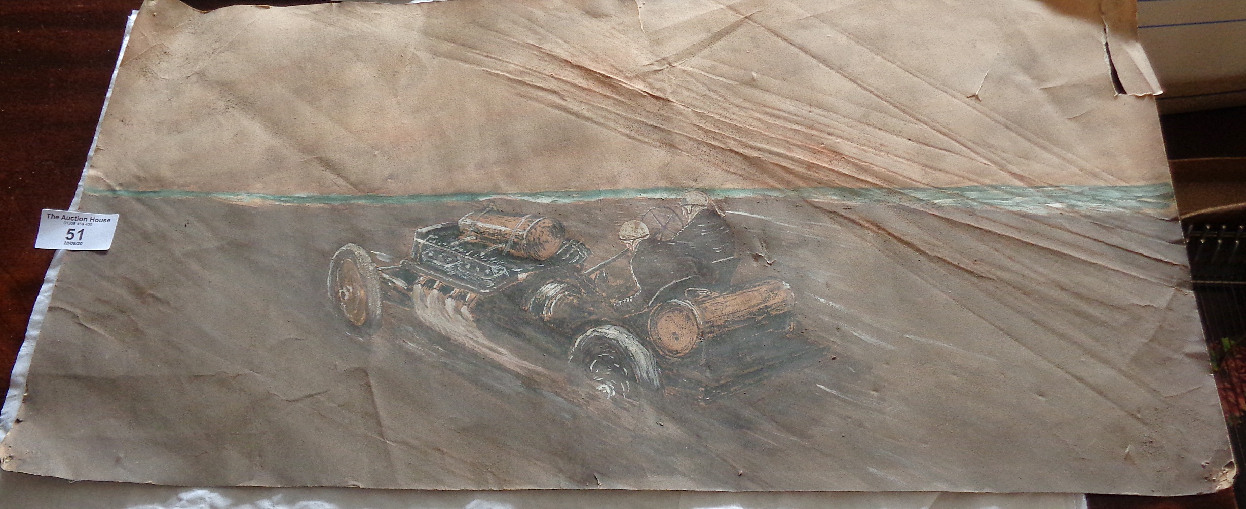Two unframed watercolour pastels in the manner of Frederick Gordon Crosby (1855-1943) of early motor - Image 3 of 3