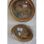 Pair of small oval framed 18th c. watercolours of children