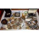 Assorted coins, British and some costume jewellery