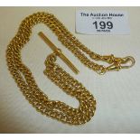 18ct yellow gold Albert watch chain, each link marked as 18ct, approx 43g