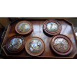 Five various Prattware pot lids, inc. 'The seven ages of man', 'Jealous Rival ..' etc., together