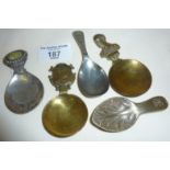 Five old tea caddy spoons