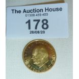 0.900 fine gold (22ct) medallion commemorating Sir Winston Churchill's 90th birthday - engraver R.