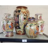 Four various Oriental china vases and a ginger jar
