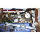 Collection of vintage and modern wrist watches. Makers include Timex, Pilot, Sekonda, Smiths