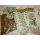 Assorted coins and bank notes