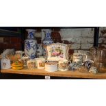 Shelf of assorted china and glassware