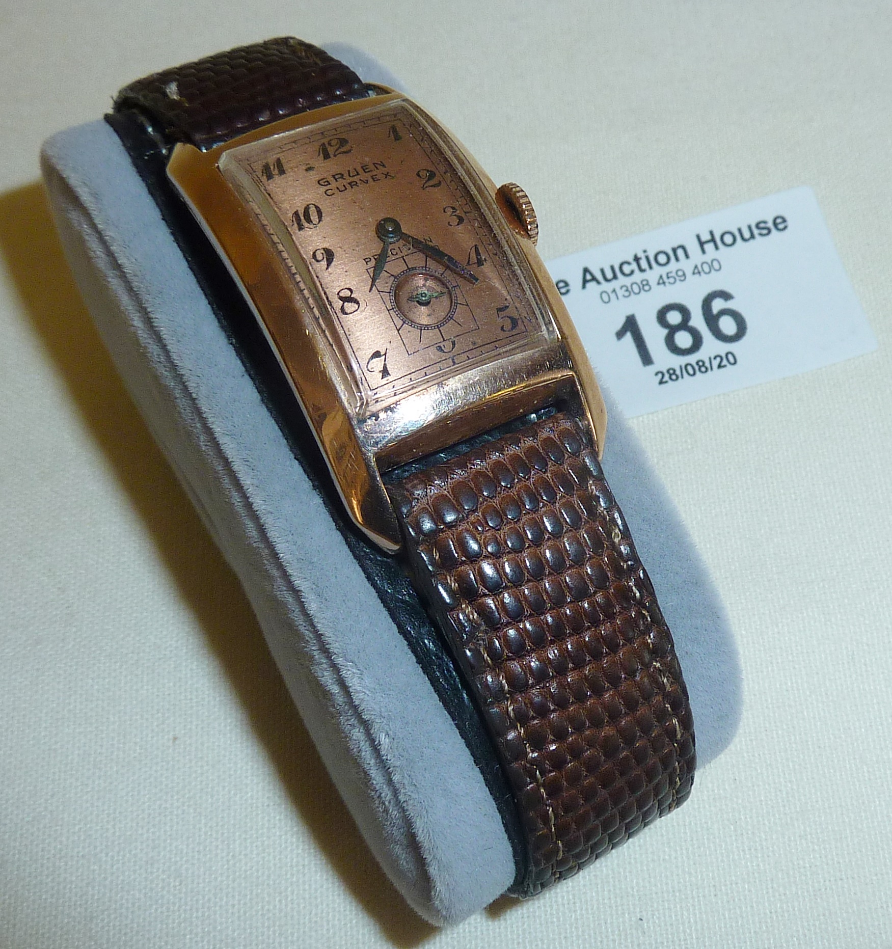 Gruen Curvex Precision Art Deco 14ct rose gold wrist watch (serial no. G434352 440 448) - working