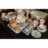 Large quantity of Portmeirion "Botanic Garden", inc. flan dishes, mixing bowl, measuring jug,