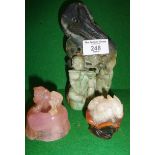 Three Chinese carved hardstone figures