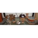 Four pieces of pre-Columbian pottery and other assorted pottery
