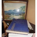 A watercolour of a highland scene by J.W. Duffy, a 1910-1935 Silver Jubilee Book and other