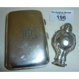 Silver cigarette case hallmarked for Chester 1916, with part disintegrated lucky four leaf clover