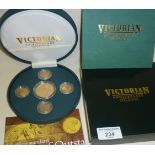 Royal Mint Victorian Anniversary set consisting of four Victorian gold sovereigns and a 2001 gold