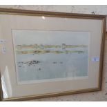 Watercolour of an estuary scene at Stilligarry on South Uist of The Western Isle by William Neill