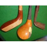 Three old golf clubs: A Gradidge Triple Crown driver, the Orion putter by James Braid (Medium