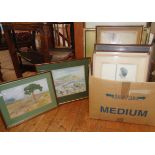 Ten various framed watercolours