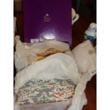 Two Asprey evening clutch bags in original Asprey box and a faux pearl evening bag